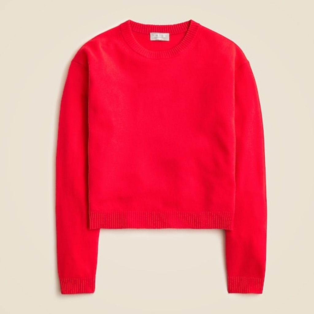 J Crew Perfect Cashmere Crewneck Sweater Cropped Red Size S